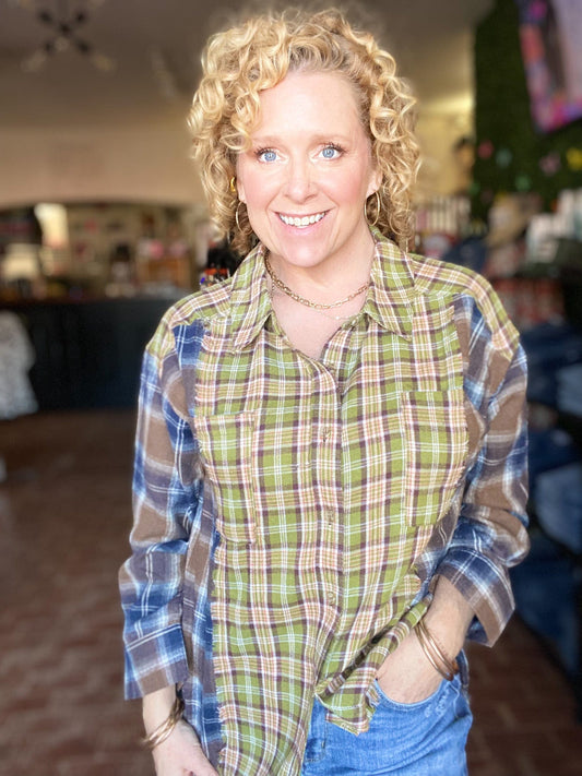 Outerwear Autumn Color Block Flannel