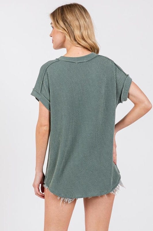 Graphic Tees Boot Stitch Corded Tee- Moss