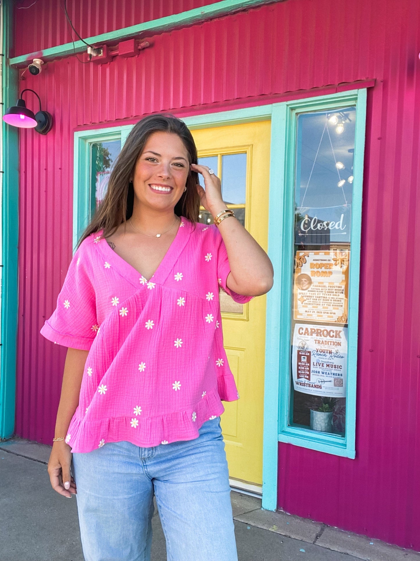 Tops Daisy Gauze Peplum Top