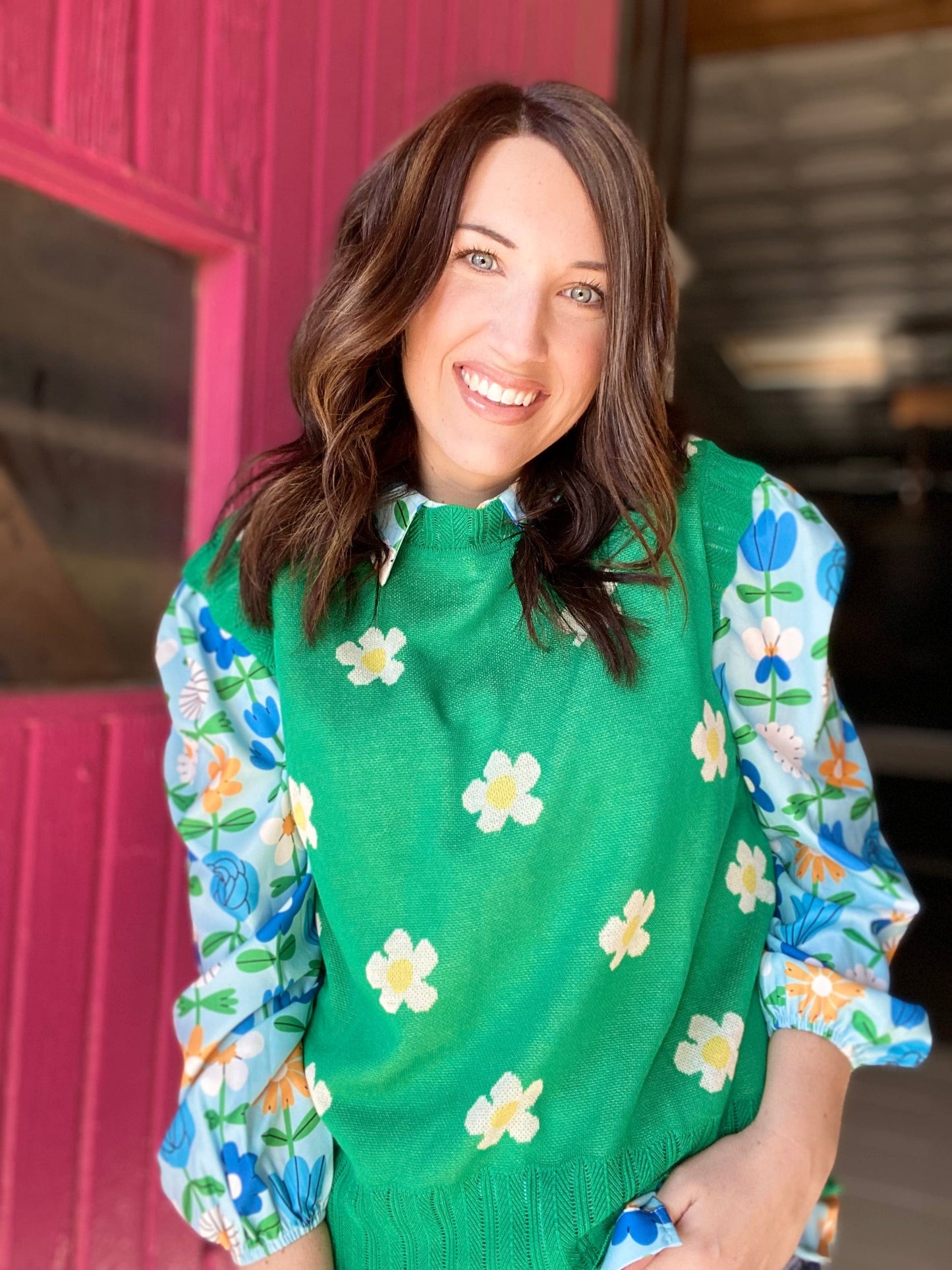 apparel Daisy Sweater Vest- Green