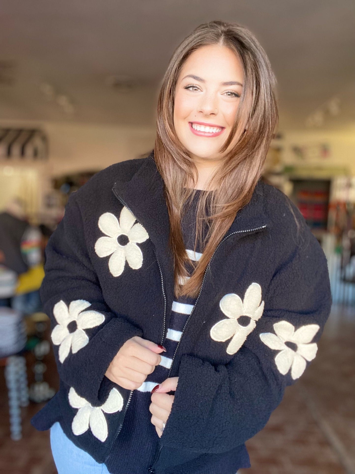 Outerwear Flower Pop Fleece Jacket
