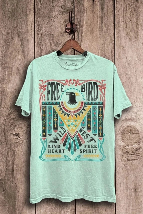 Graphic Tees Free Bird Thurderbird Tee- Mint Mineral