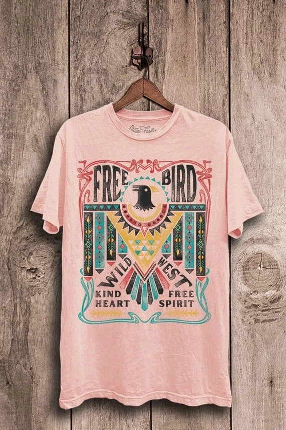 Graphic Tees Free Bird Thurderbird Tee- Pink Mineral