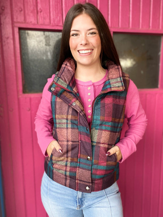 Tops Fuchsia Waffle Knit Henley