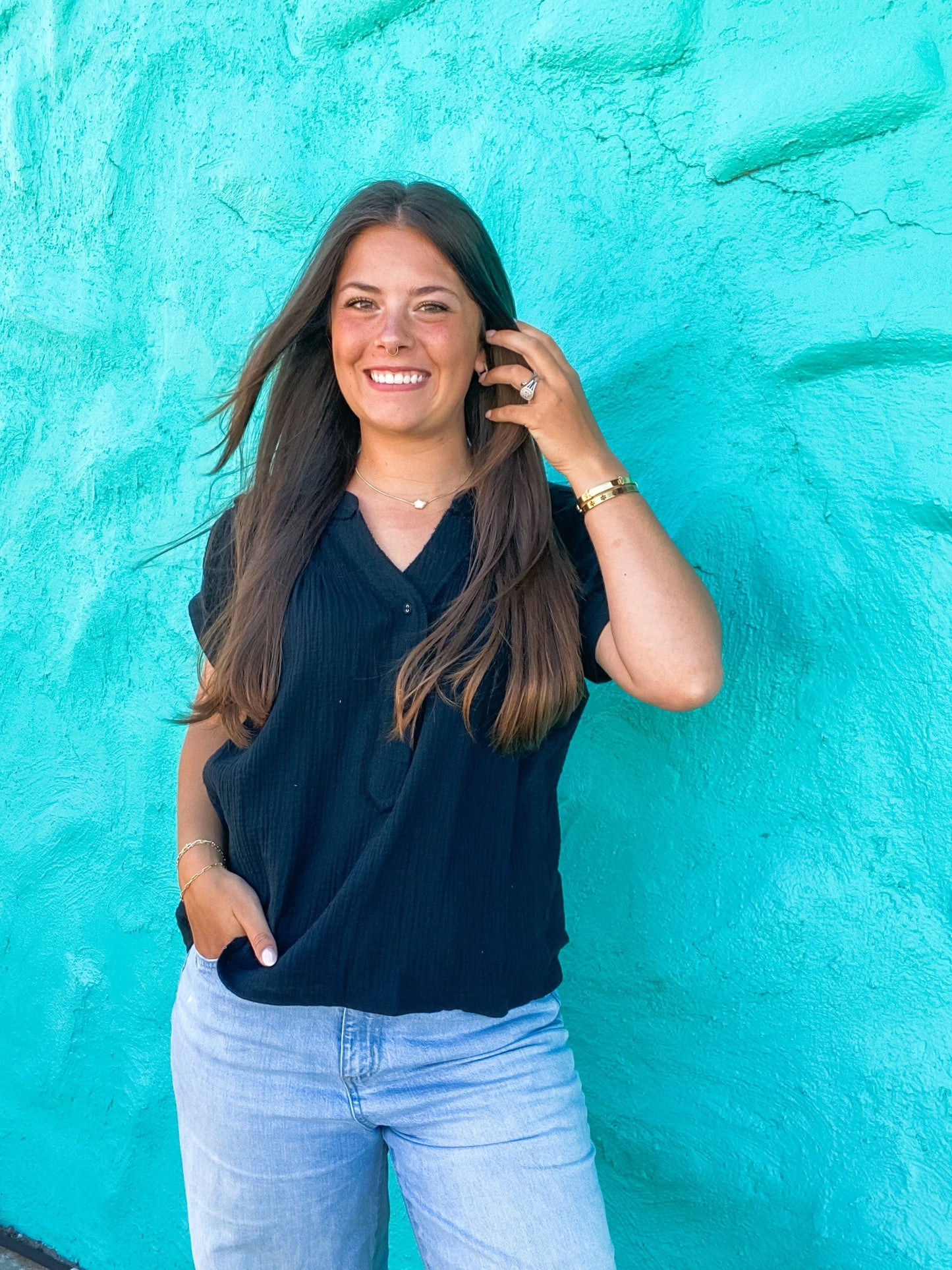Tops Ginnie Gauze Top Black