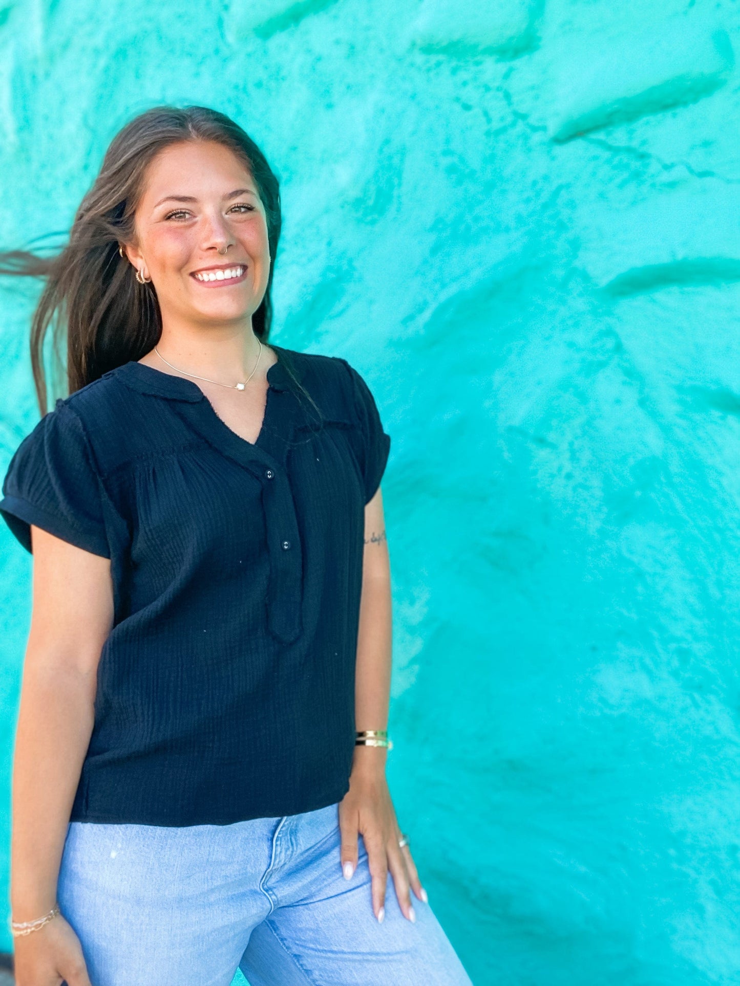 Tops Ginnie Gauze Top Black
