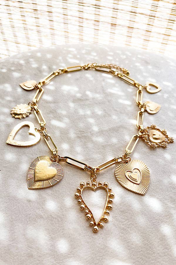 Jewelry Casey Gold Heart Charm Necklace Gold
