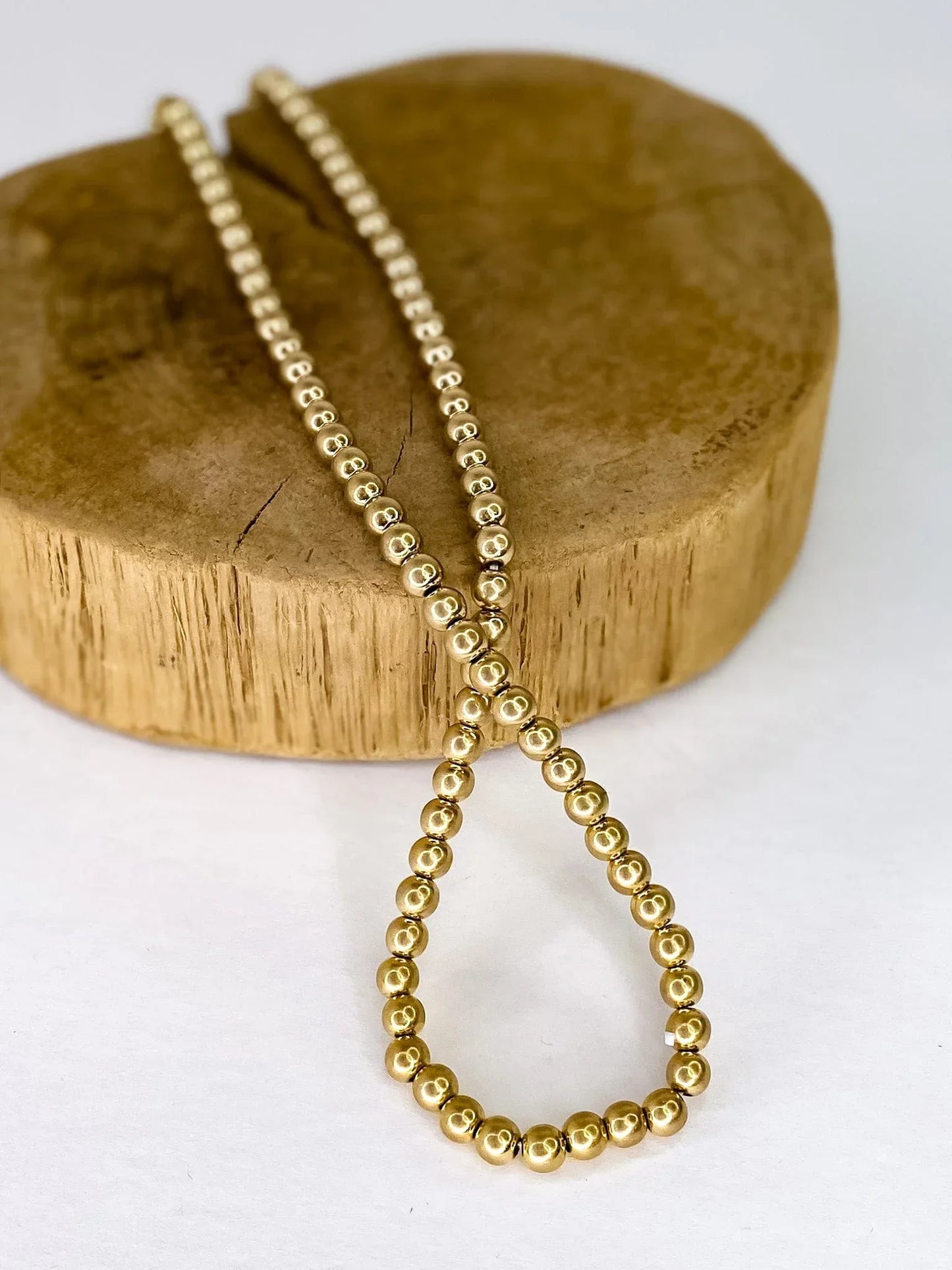 Necklaces Golden Beaded Stretch Necklace 18in
