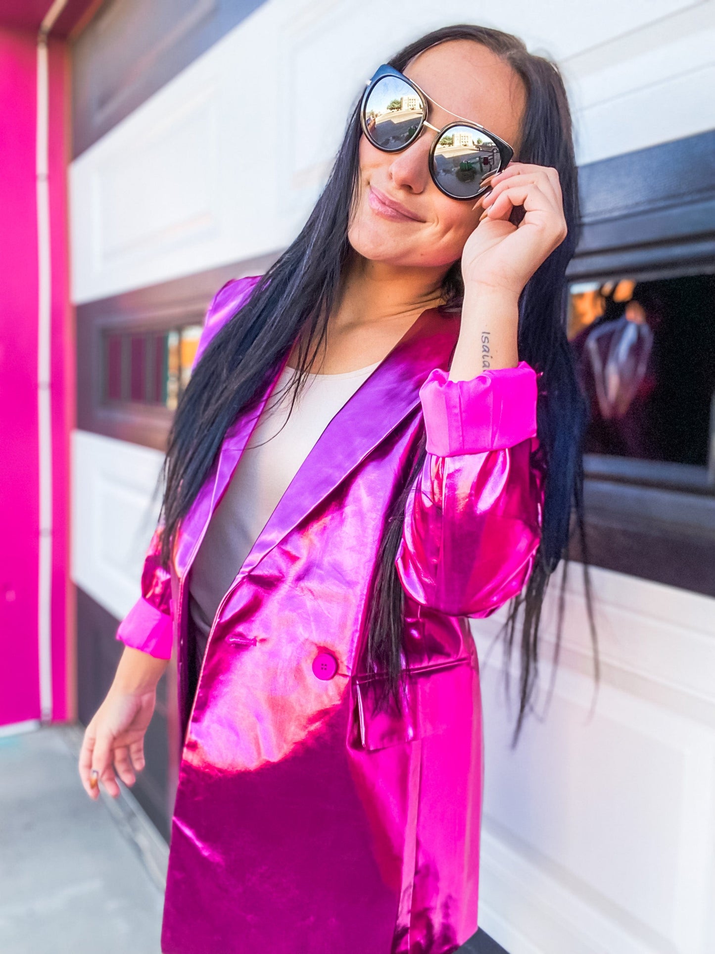 Blazer Hot Pink Metallic Blazer