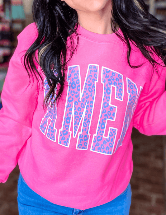 Graphic Tees Leopard Amen Sweatshirt