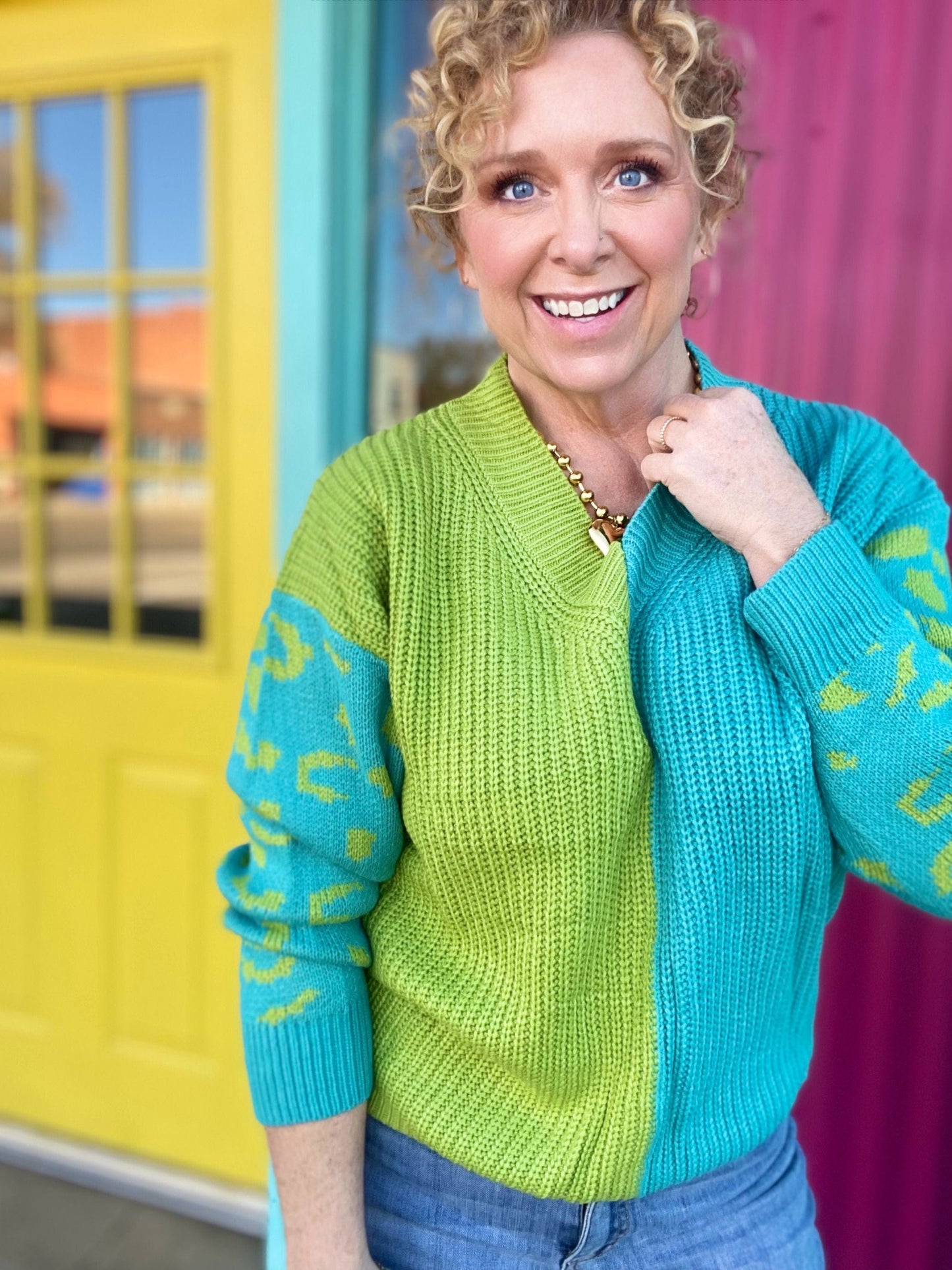 Tops Lime Love Vneck Sweater