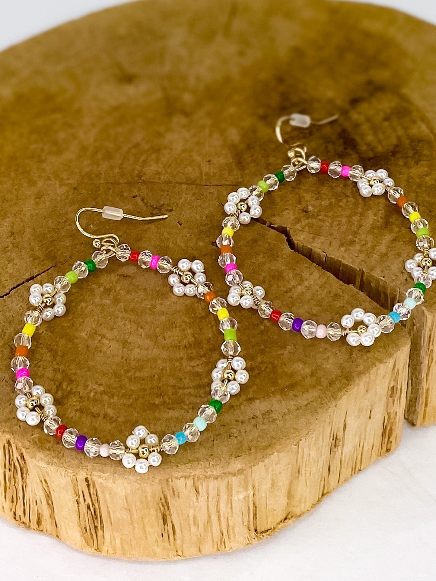 Earrings Pearls and Bright Circle Earrings