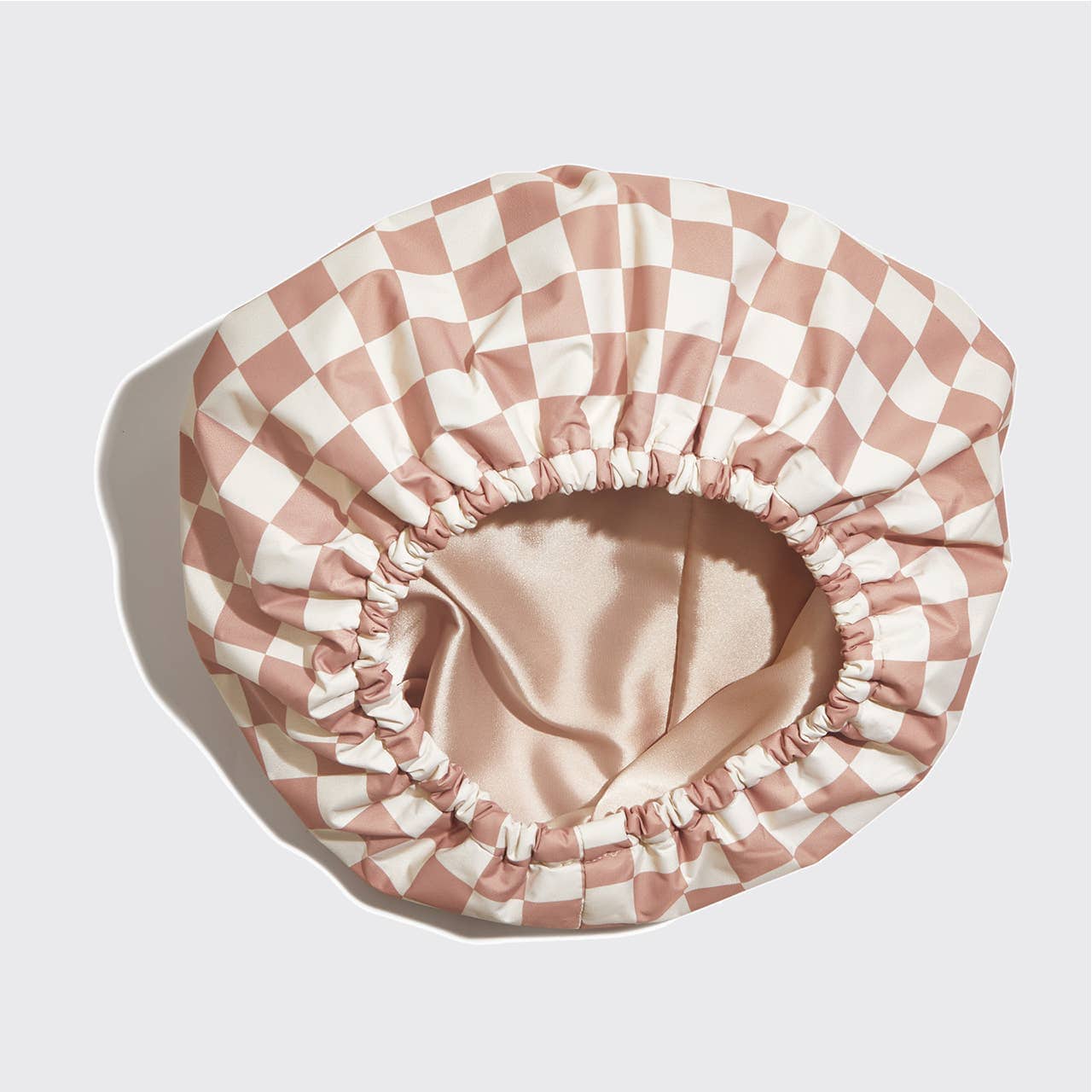 Other Goodies Satin Lined Flexi Shower Cap - Terracotta Checker