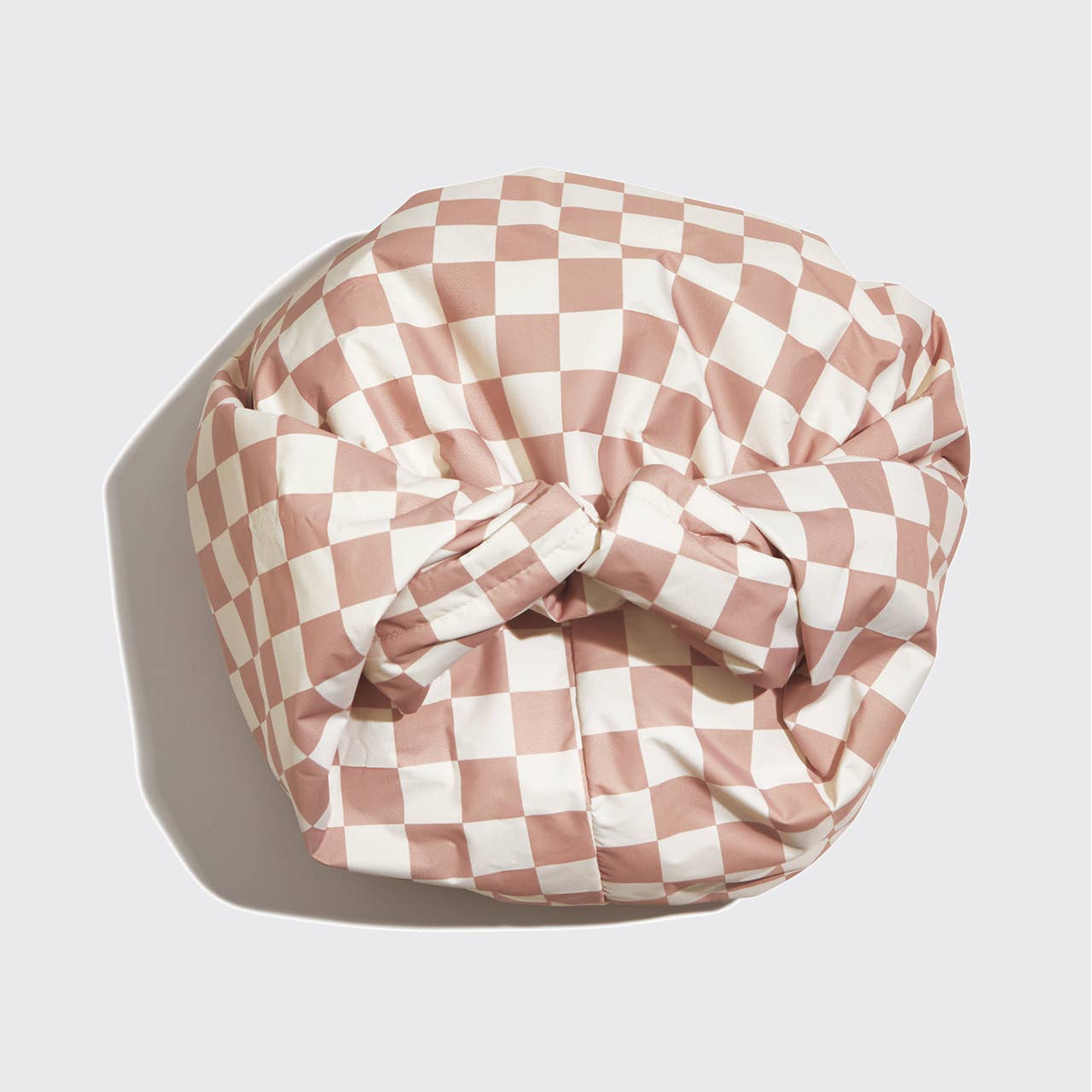Other Goodies Satin Lined Flexi Shower Cap - Terracotta Checker