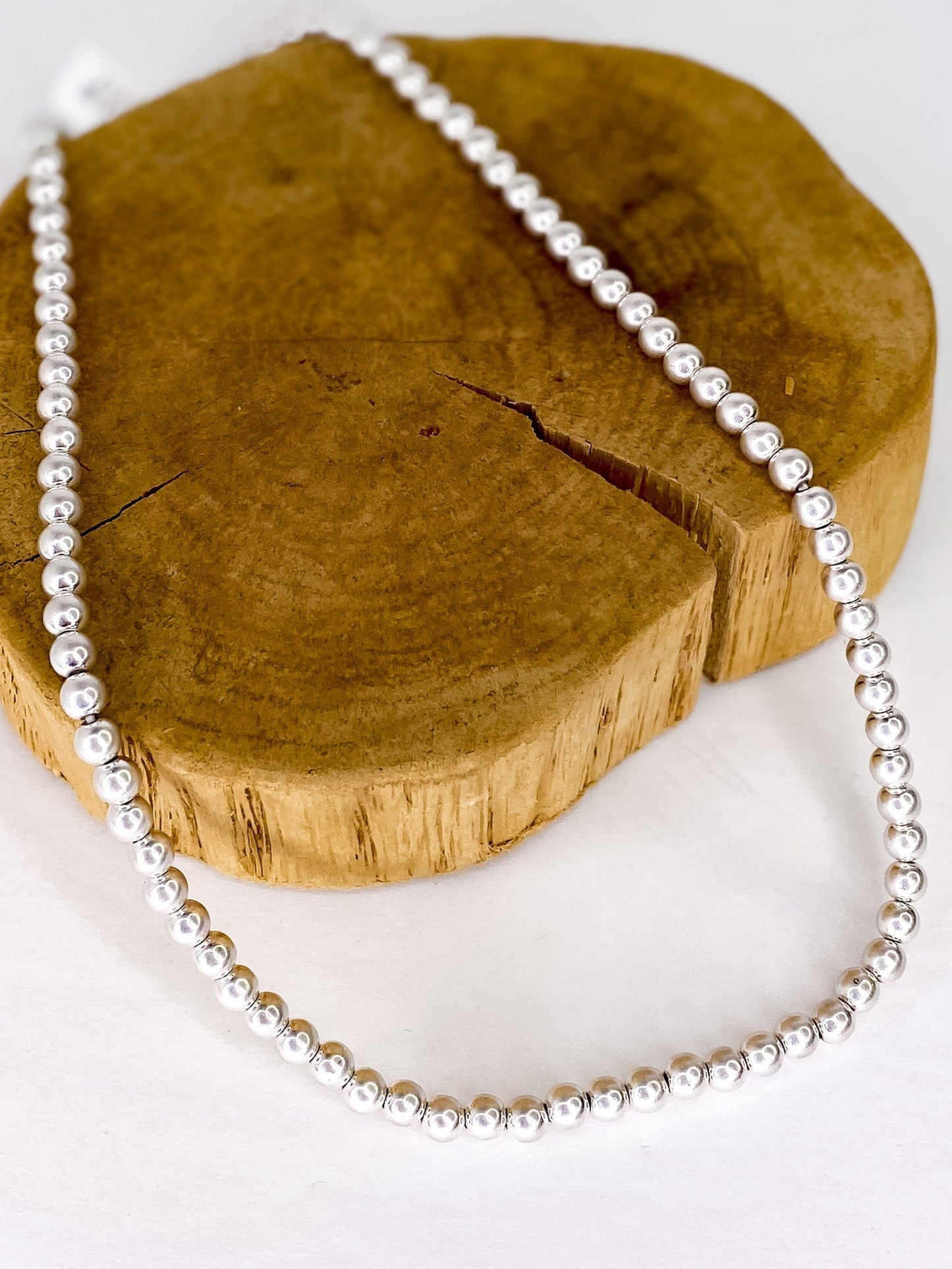 Necklaces Silver Beaded Stretch Necklace 18in