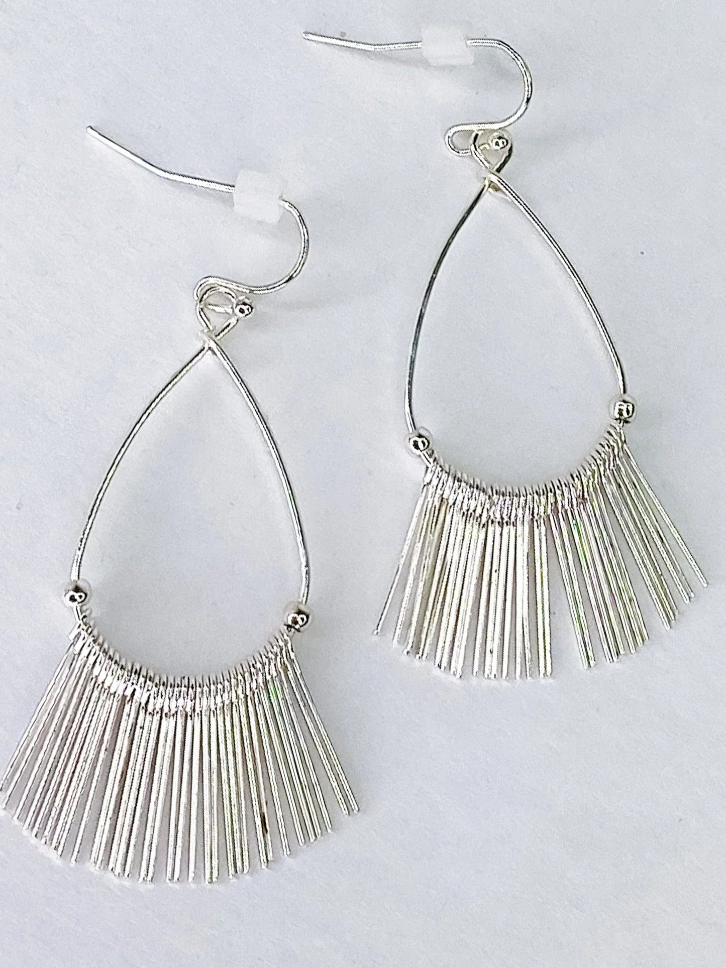 Earrings Silver Teardrop Fringe Earrings