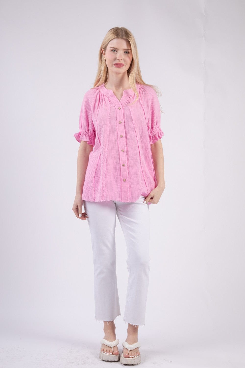 Tops Skye Cotton Gauze Top- Pink
