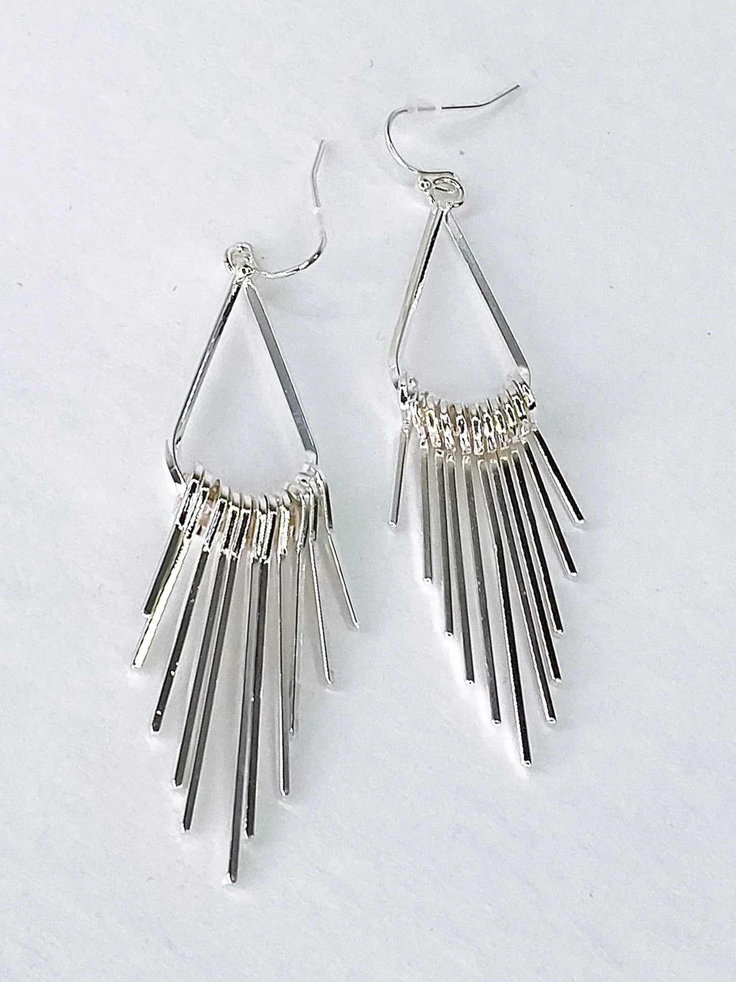 Earrings Spikey Teardrop Earrings-Silver
