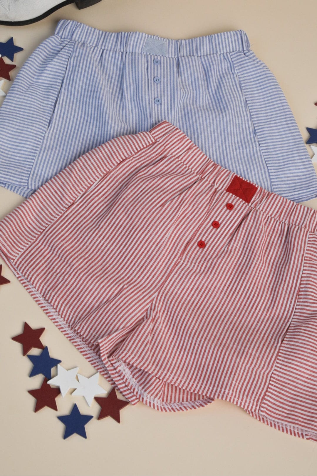 apparel Striped Boxer Shorts- Red