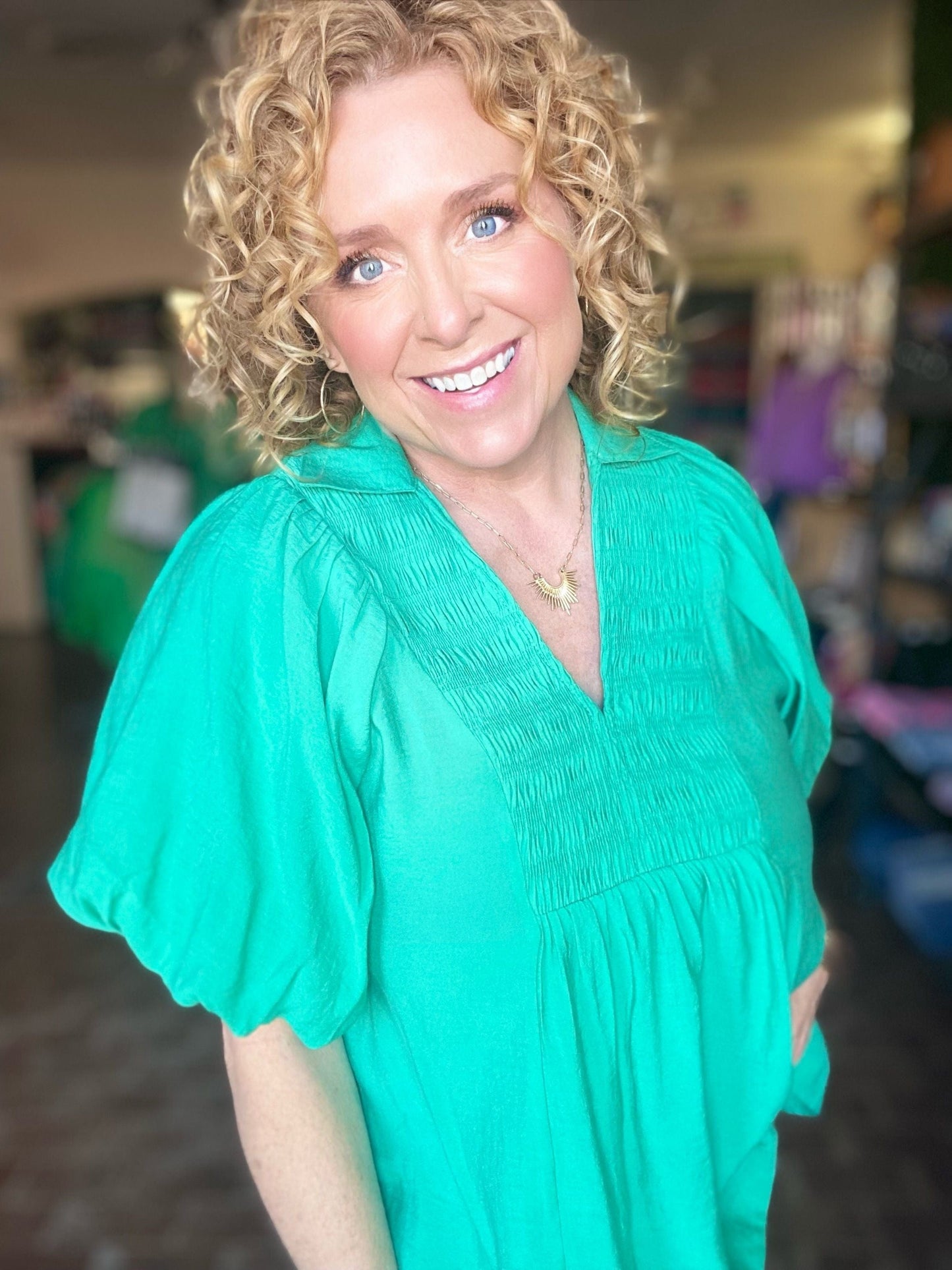 Tops Sydni Puff Sleeve Blouse Green