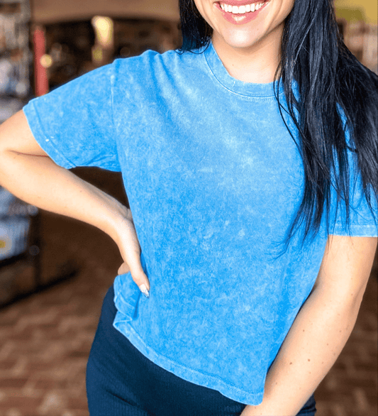 Tops Vintage Washed Betty Tee- Blue