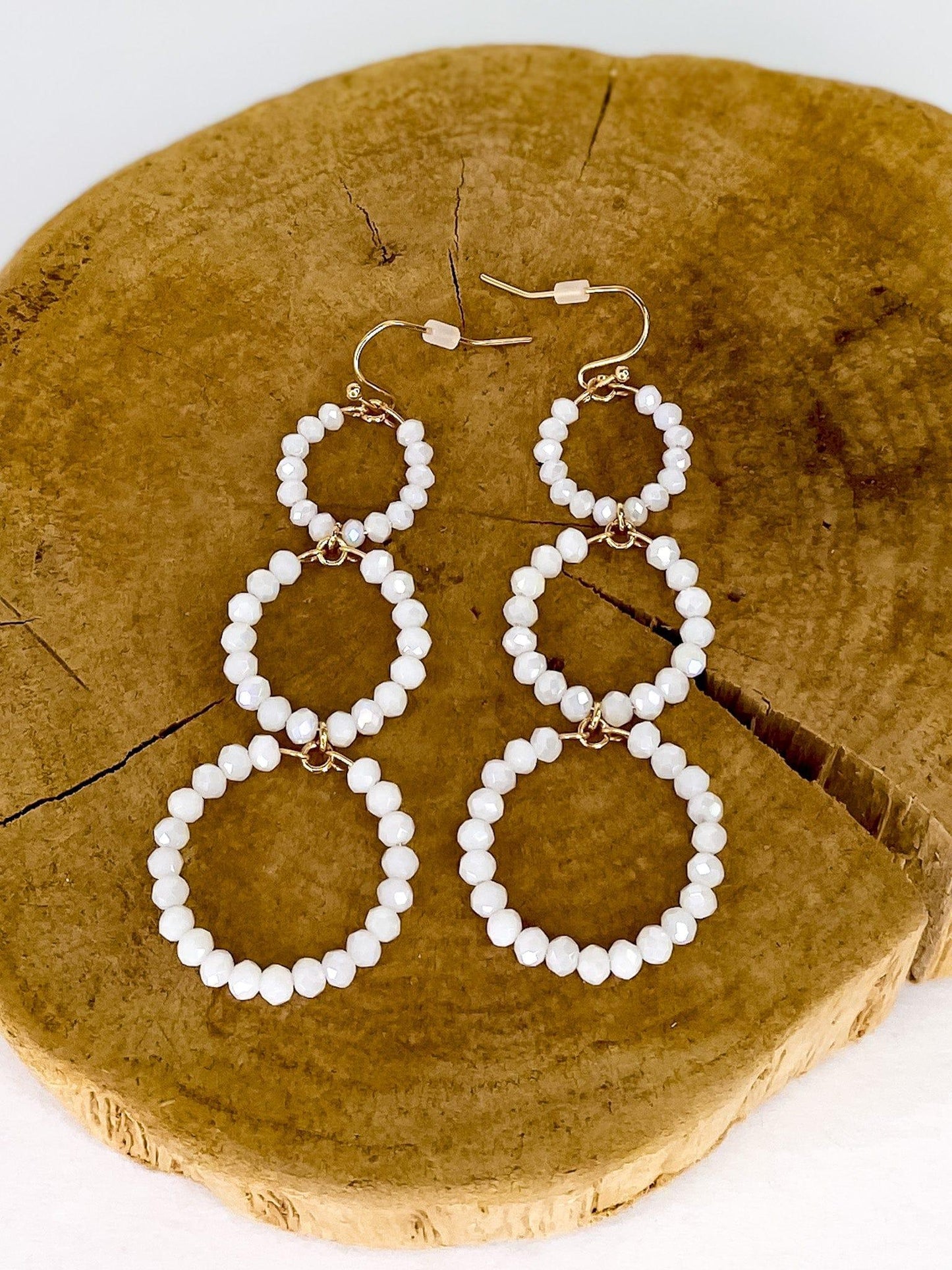 Earrings White Triple Circle Earring