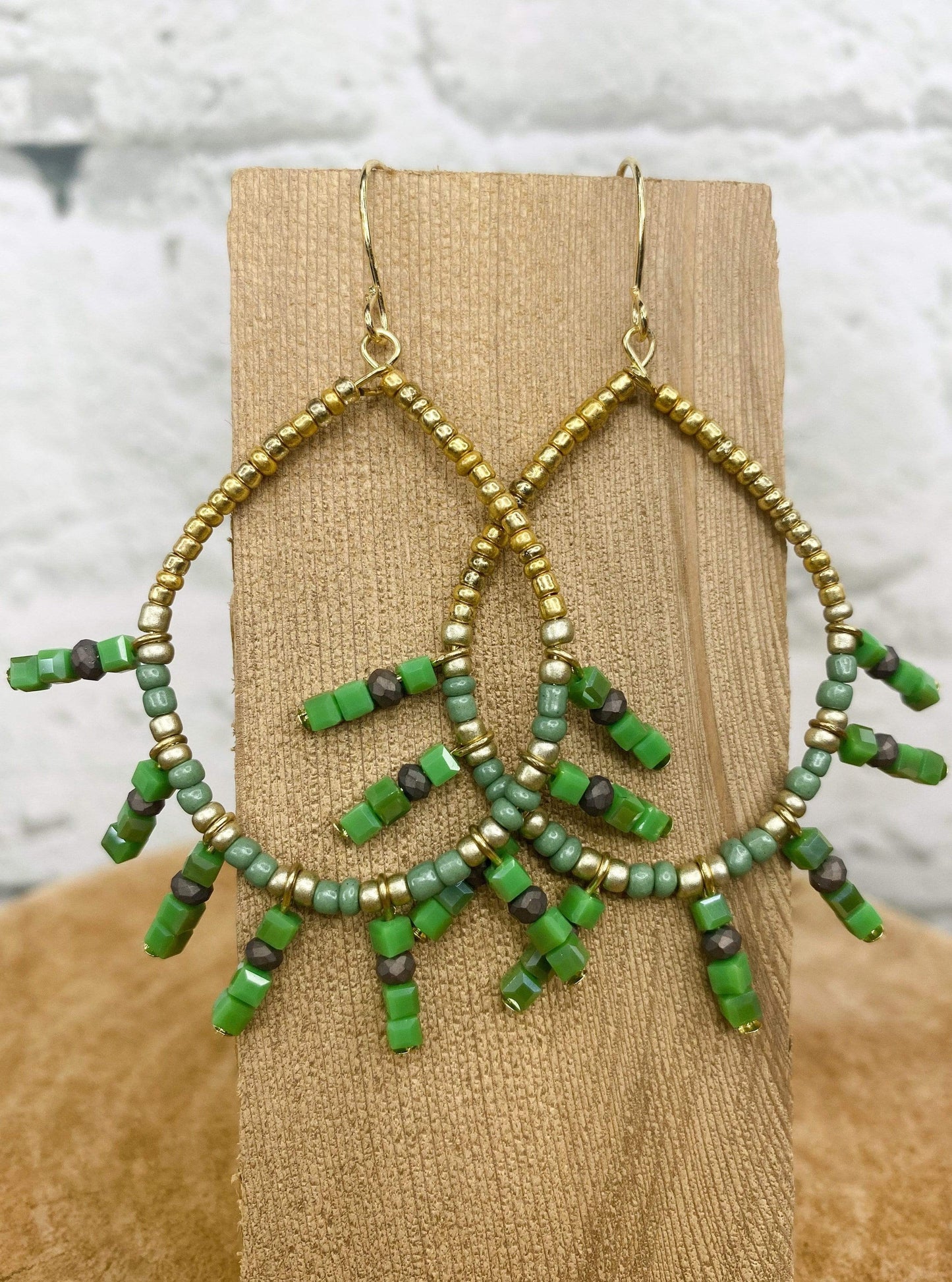 Earrings Kiki Beaded Teardrop Green