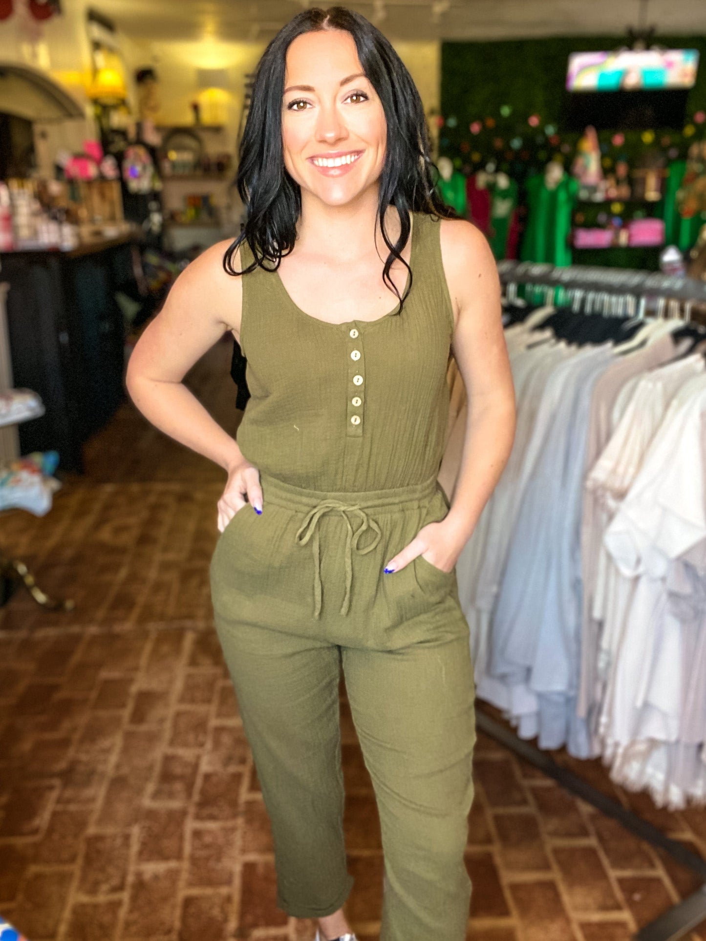 Jumpsuit Just Gauzy Jumper Olive