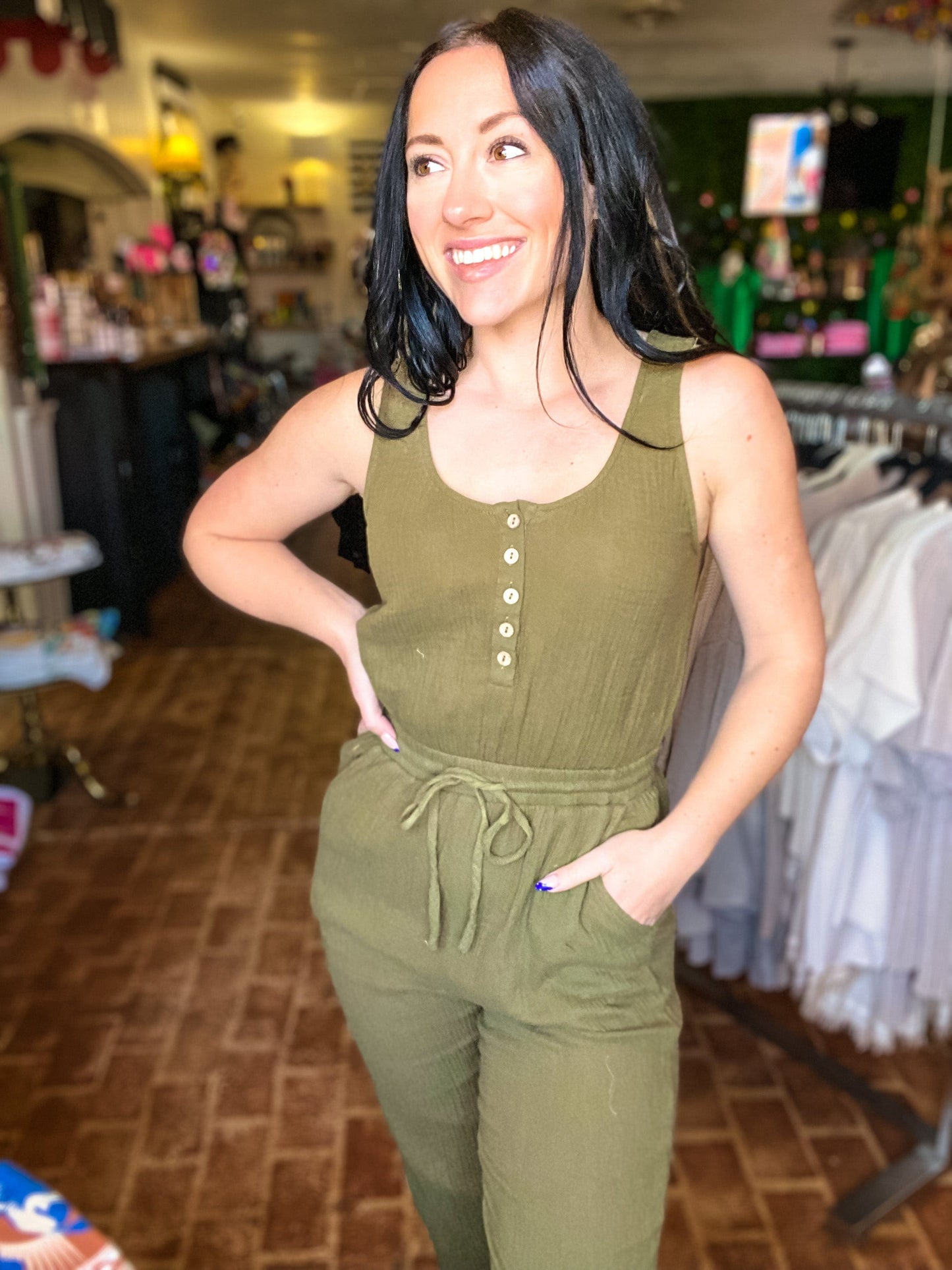 Jumpsuit Just Gauzy Jumper Olive