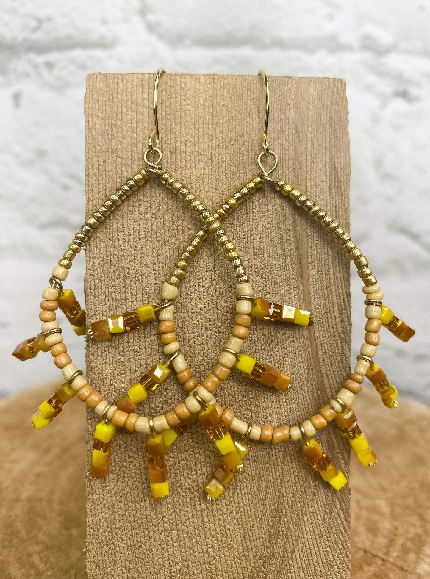 Earrings Kiki Beaded Teardrop Mustard