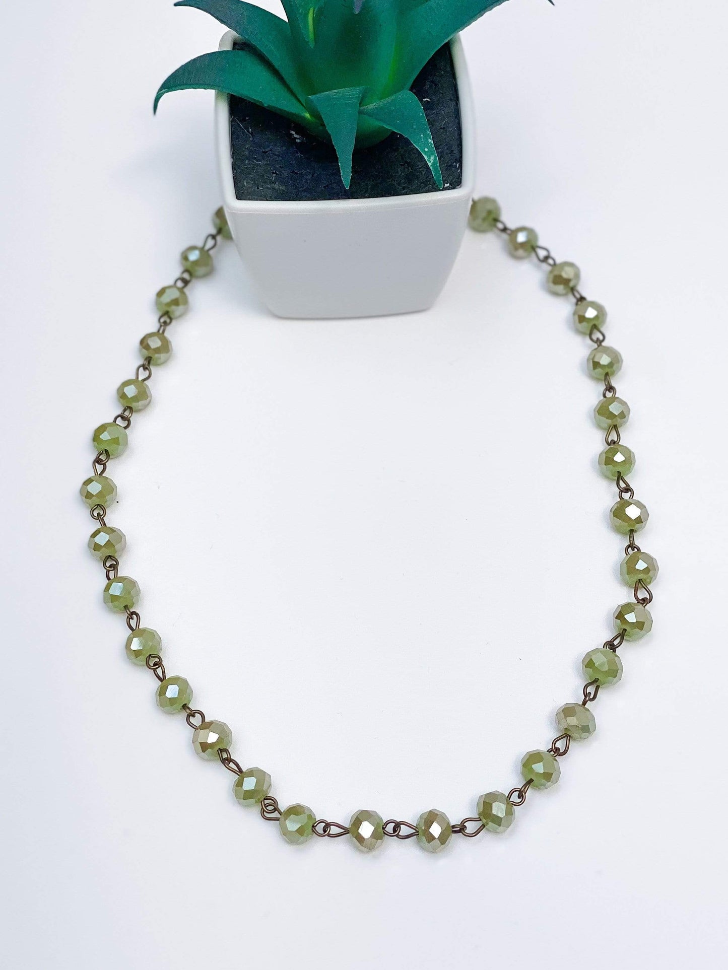 Necklaces Crystal Choker Olive