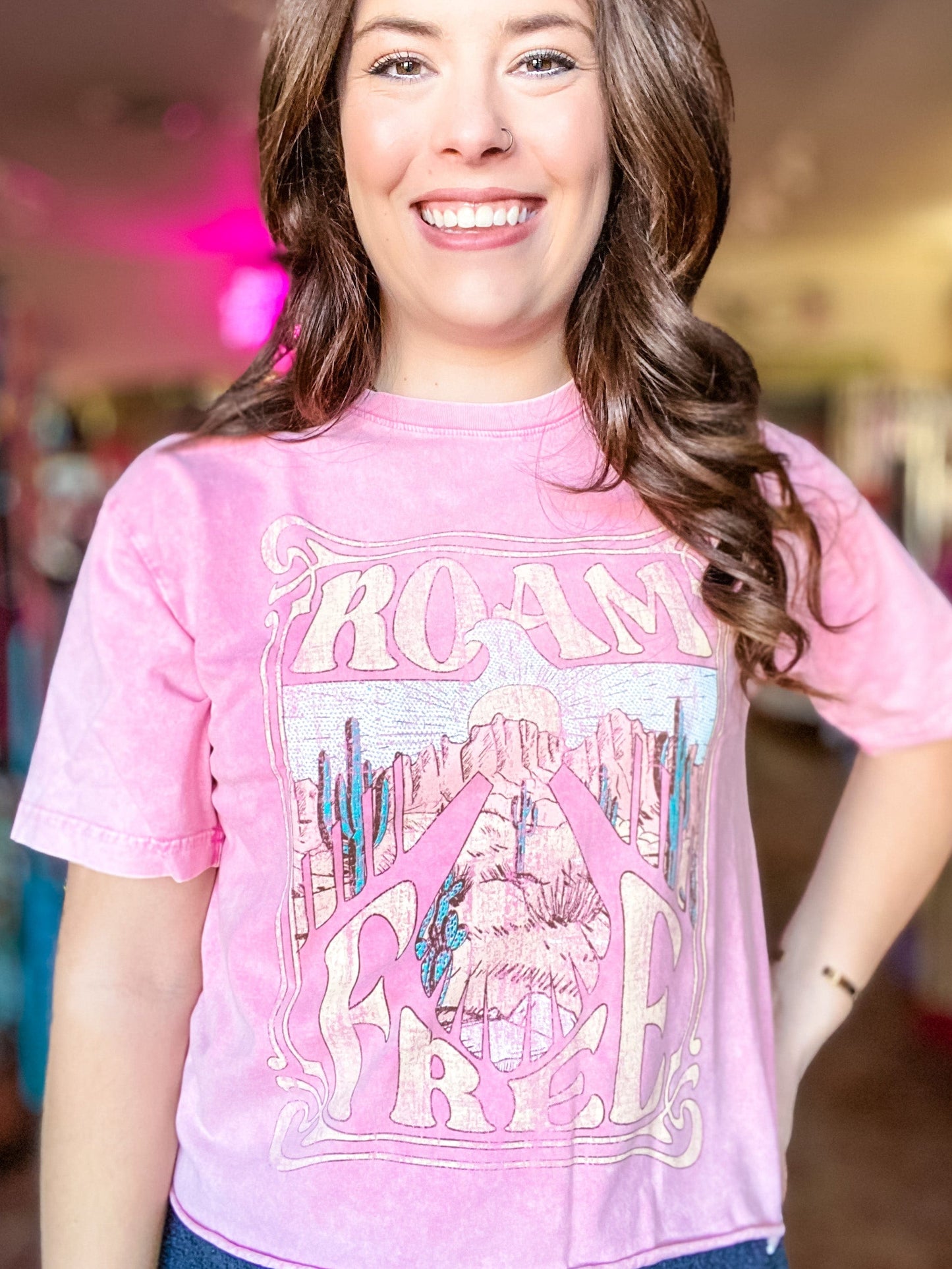 Graphic Tees Roam Free Thunderbird-Pink