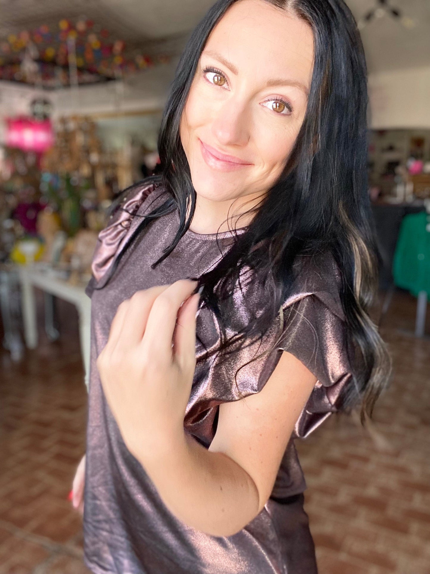 Sadie Copper Puff Sleeve Top