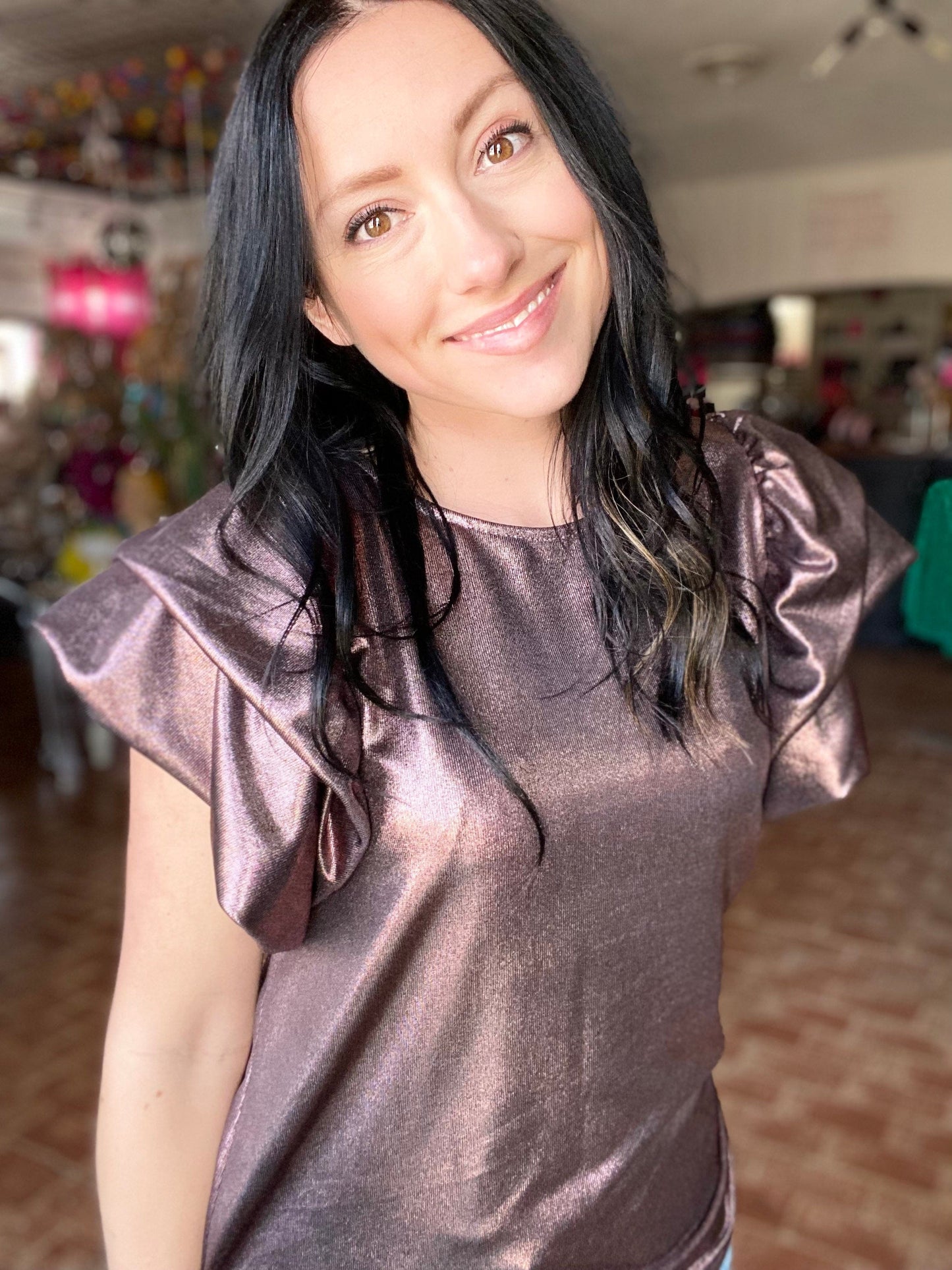 Sadie Copper Puff Sleeve Top