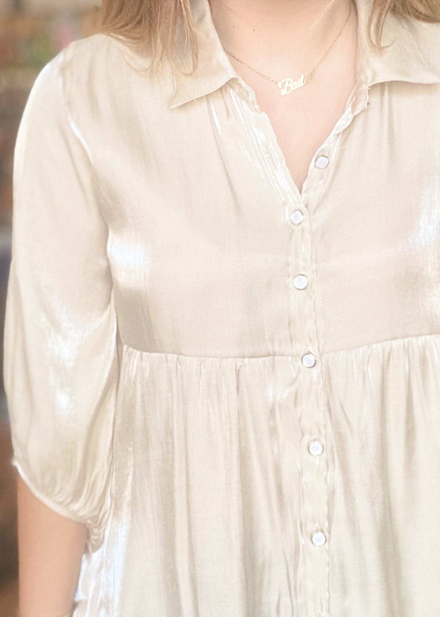 Tops Seely Shimmer Blouse- Vanilla