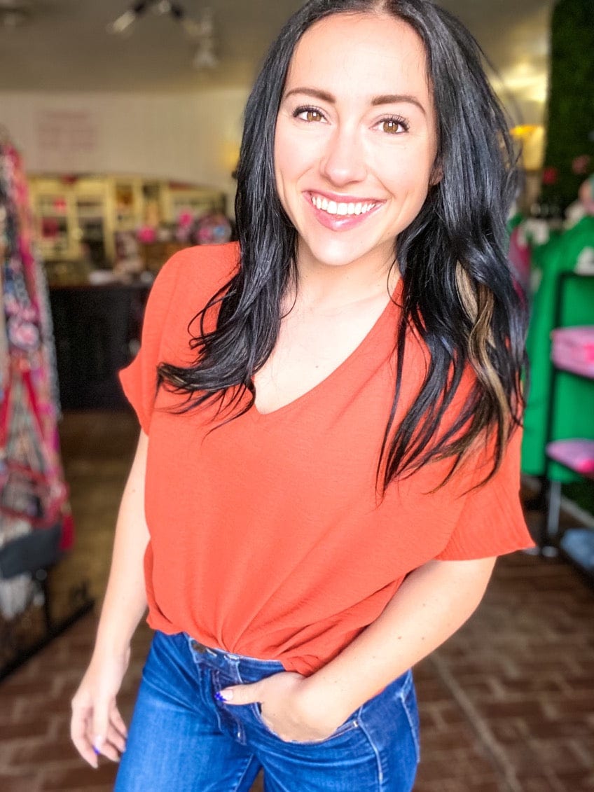 Shirts & Tops Vera V-neck Top- Rust