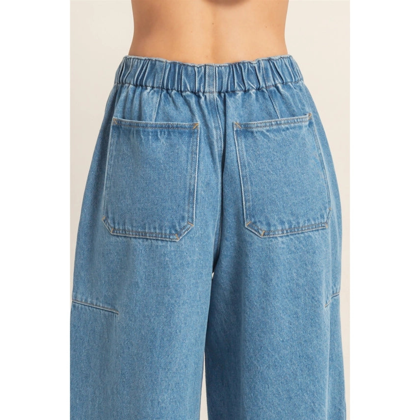 Jena Drawstring Barrel Jean