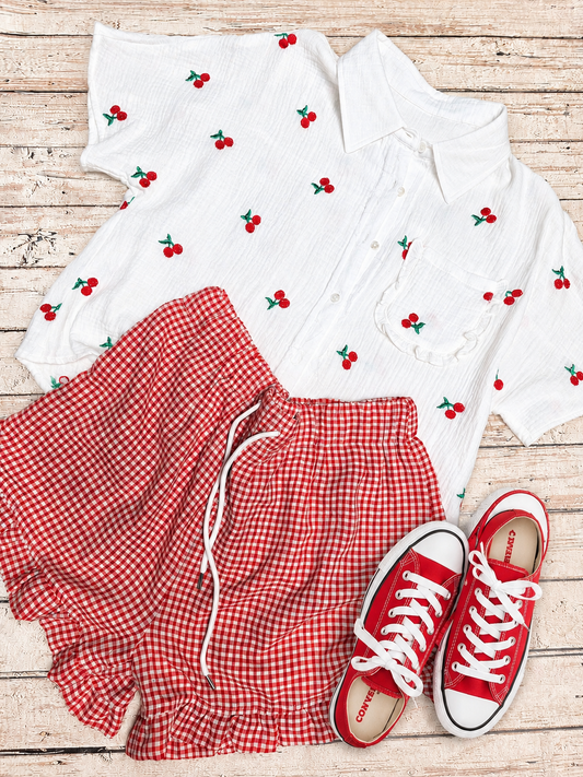 Gingham Shorts- Red