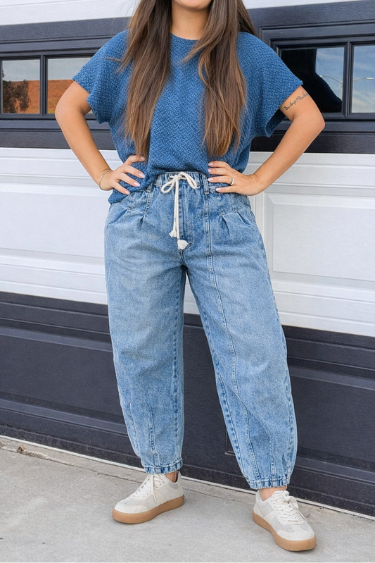 Lizzie Drawstring Barrel Jean