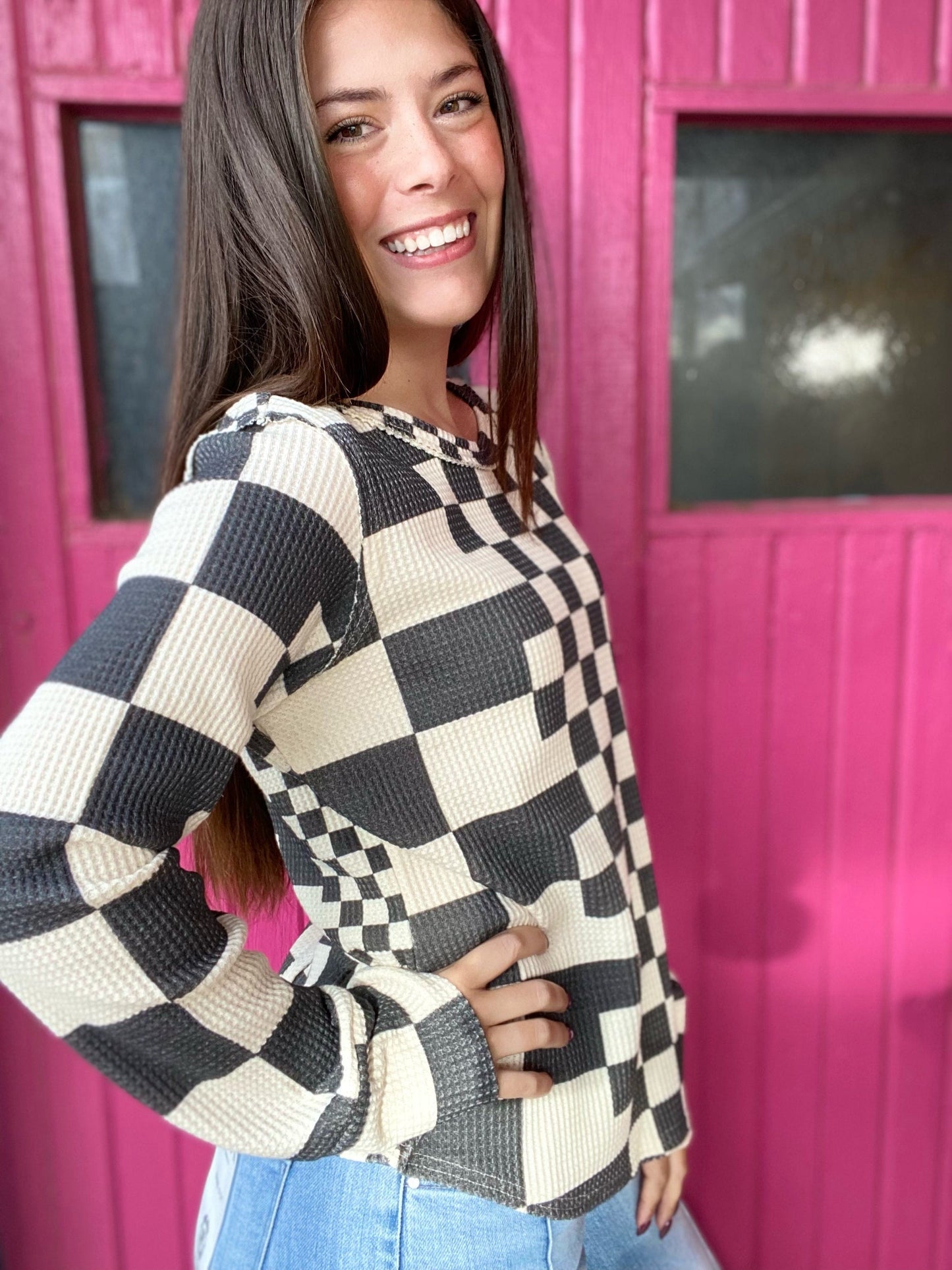 Tops BiBi Thermal Checked Top