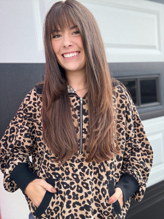 Tops BiBi Thermal Full Leopard Hoodie