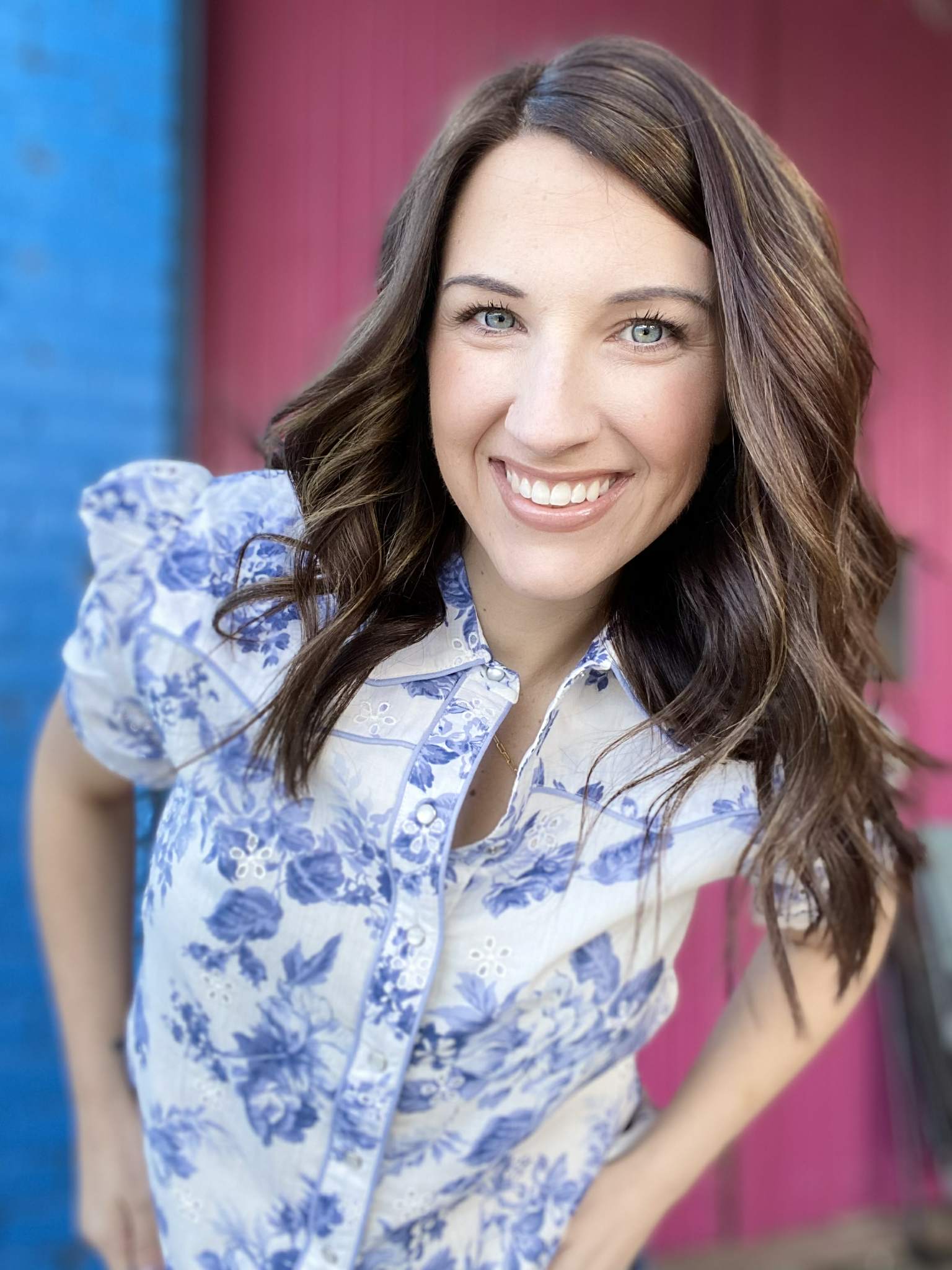 Tops China Blue Pearl Snap Blouse