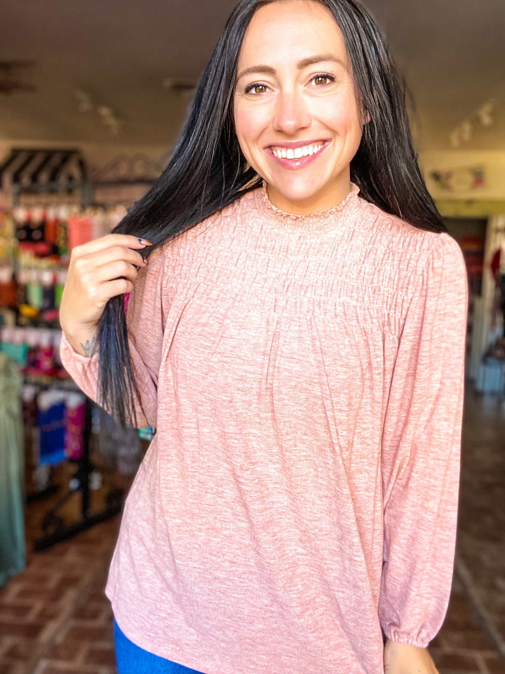 Tops Chrys Ruffle Neck Top Apricot