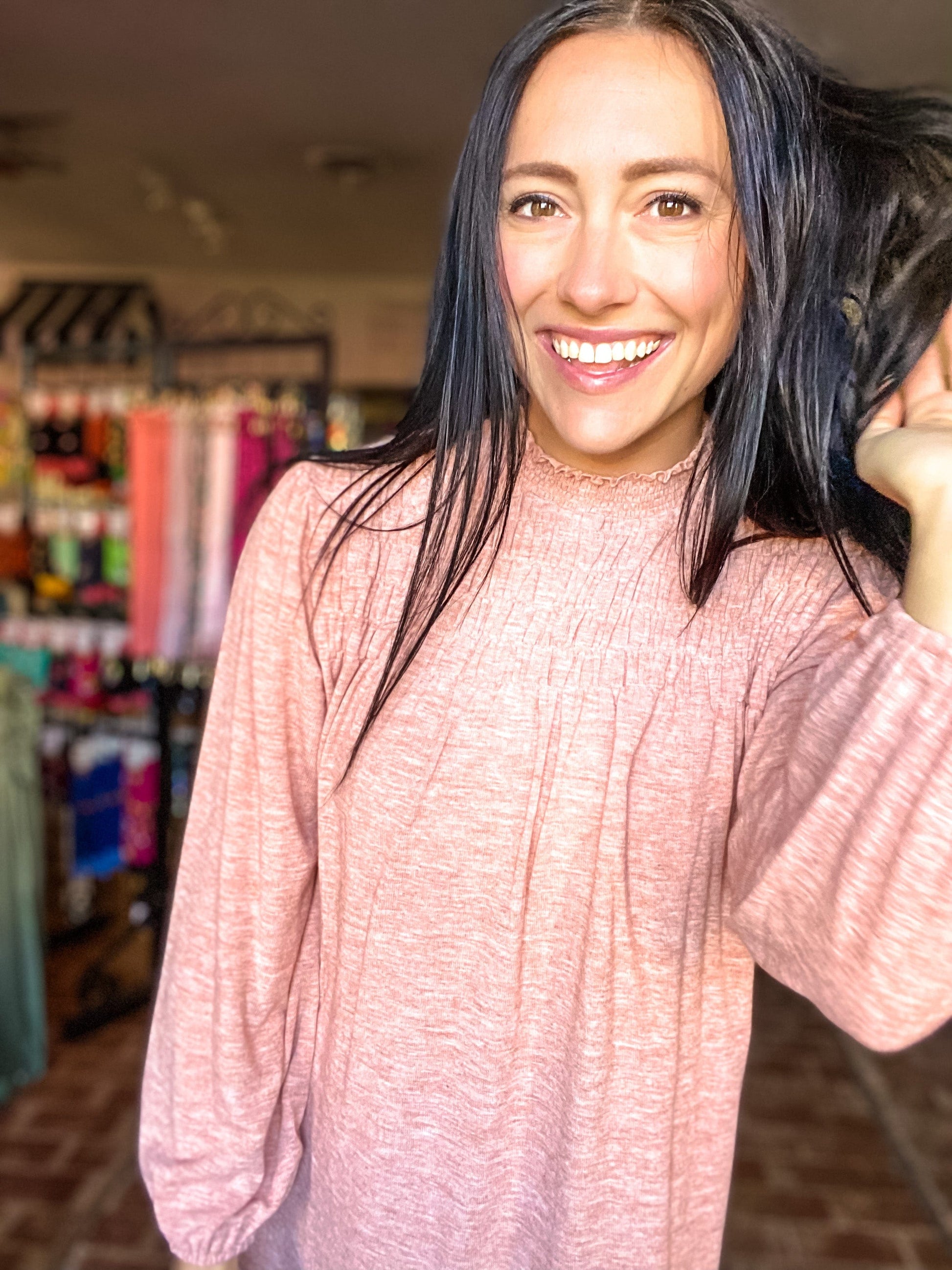 Tops Chrys Ruffle Neck Top Apricot