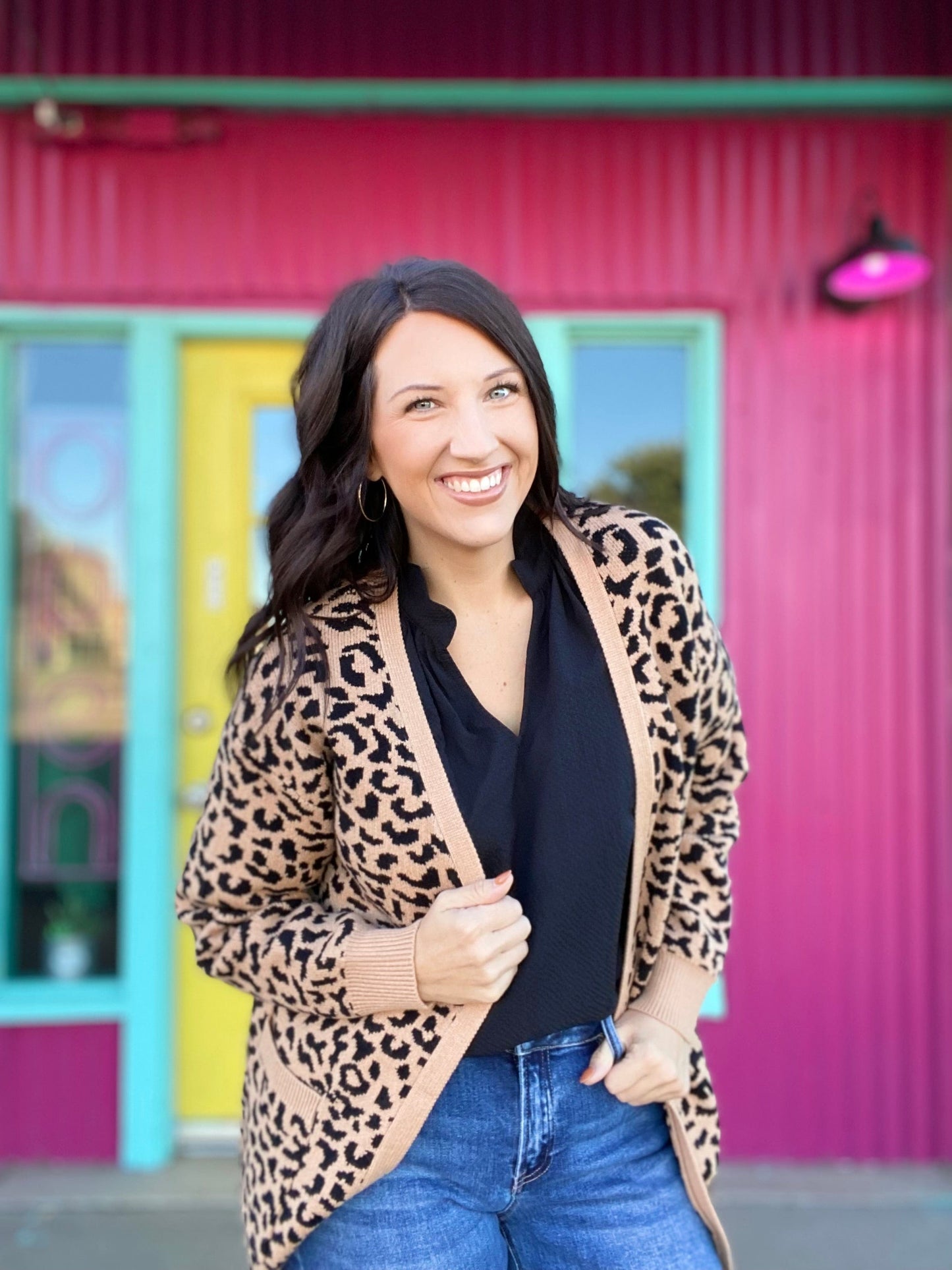 Tops Classic Leopard Open Cardigan