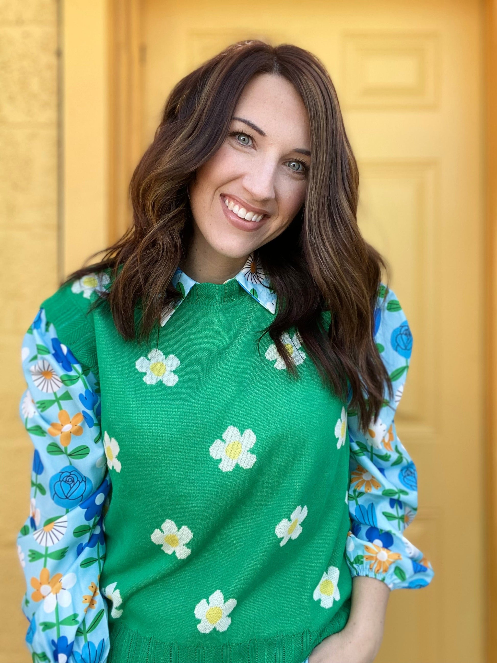 apparel Daisy Sweater Vest- Green