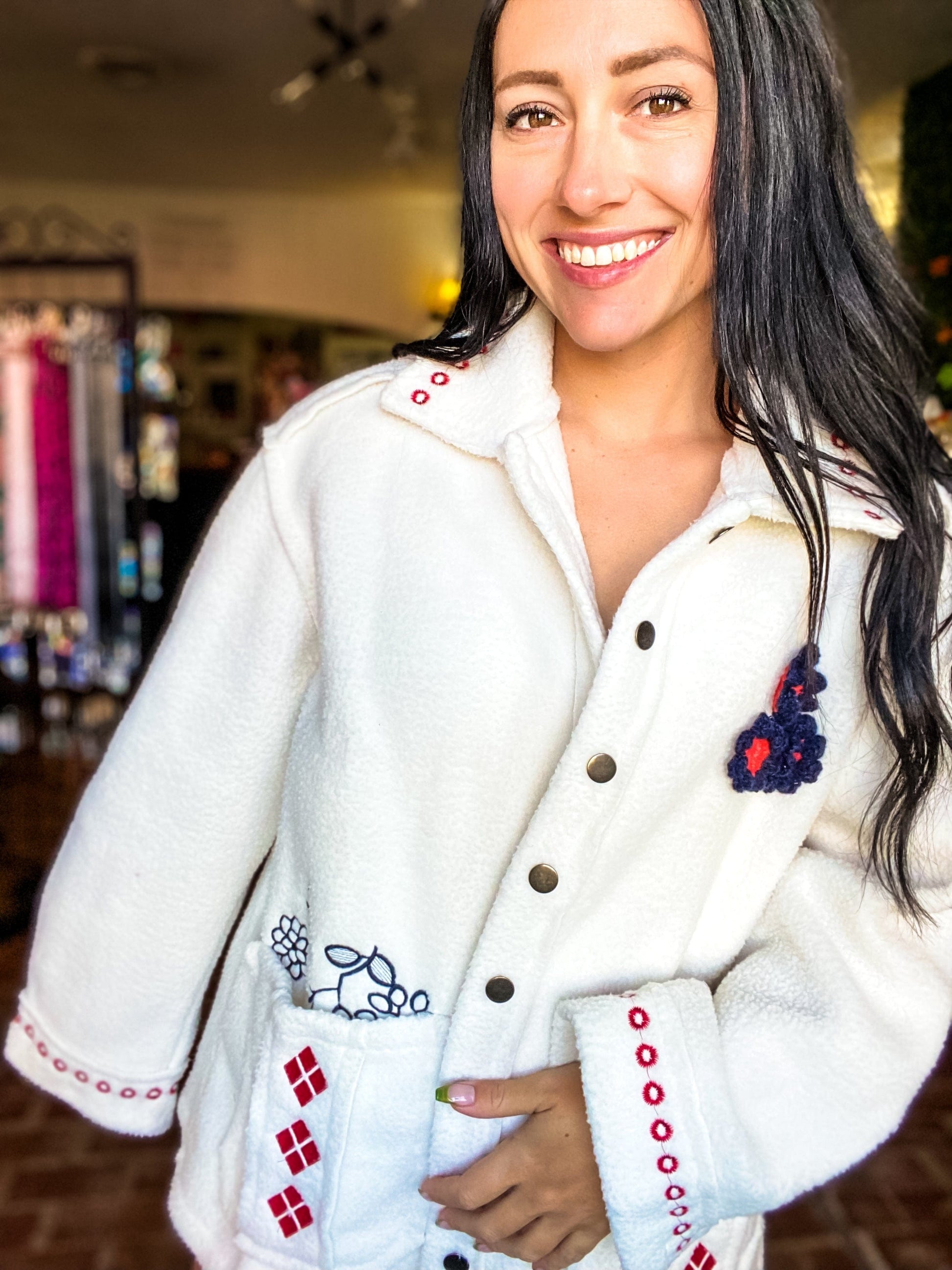 Outerwear Embroidered Teddy Jacket