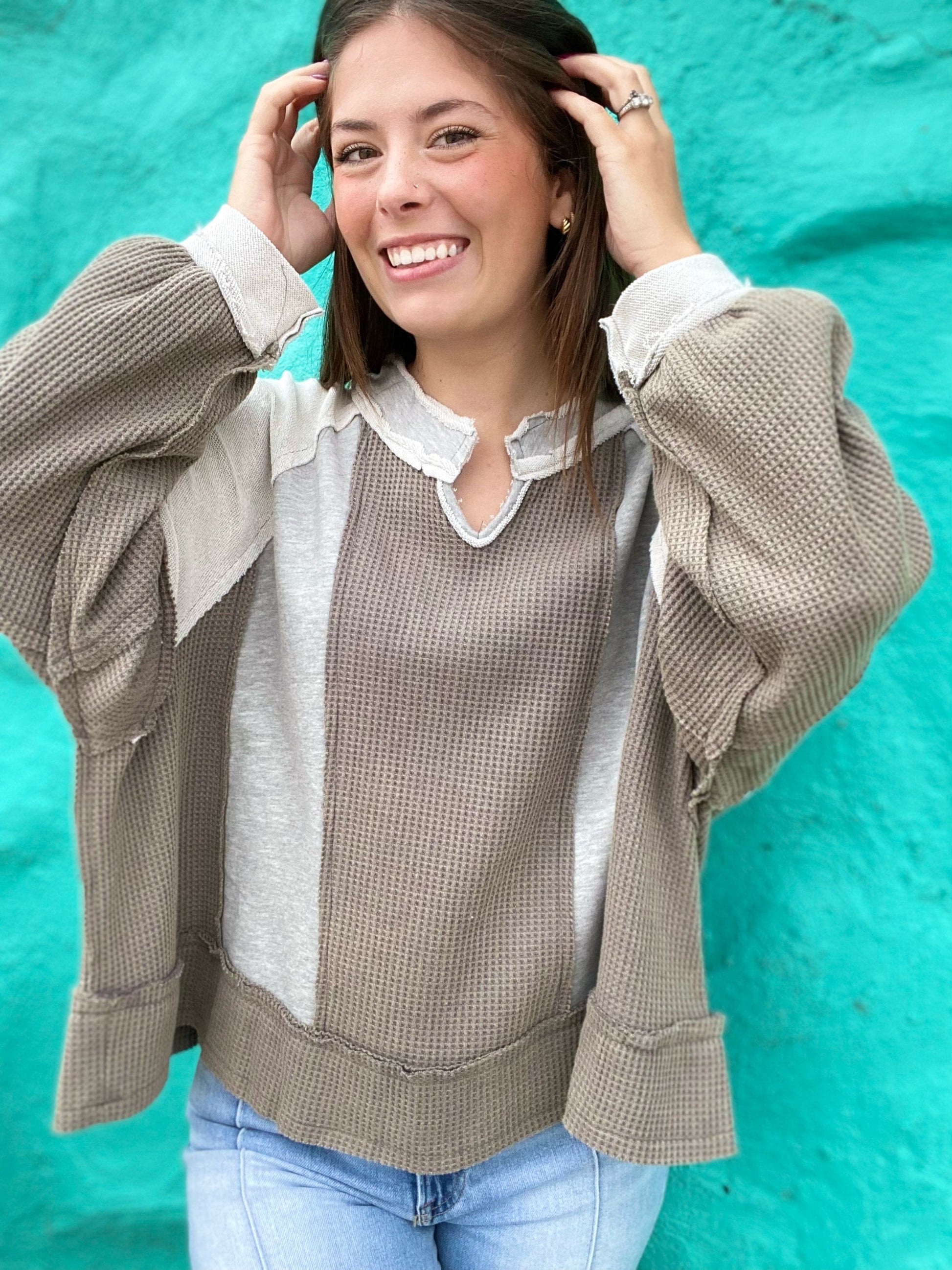 Outerwear Finny Vneck Waffle Pullover