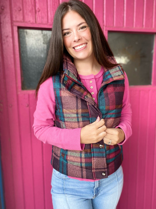 Tops Fuchsia Waffle Knit Henley