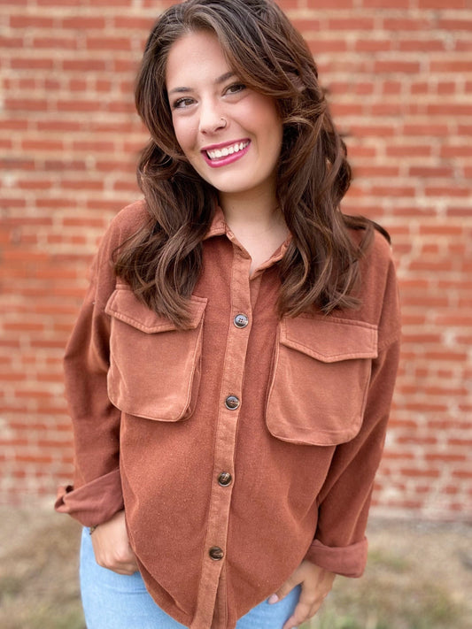Outerwear Gentri Oversized Shacket-Rust